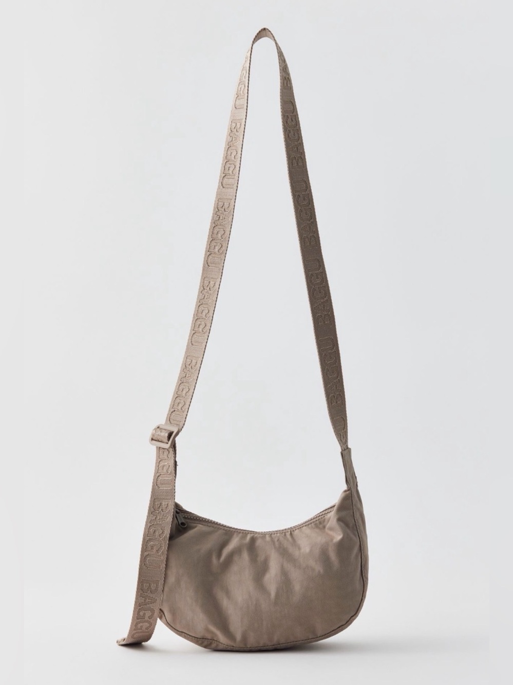Baggu Small Recycled Nylon Crescent Bag in Dove